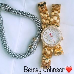 NEW💋Betsey Johnson💋Gold Double Strap Watch